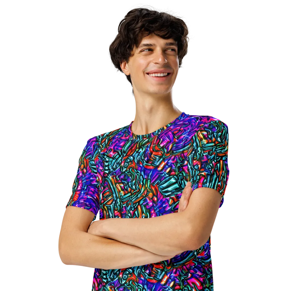 Electric Bamboo Nocturne on Men's Crew Neck T-Shirt — Left Front