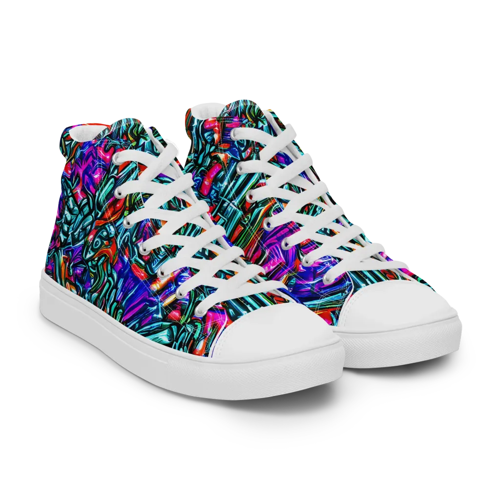 Electric Bamboo Nocturne on Men's High Top Canvas Shoes — Right Front