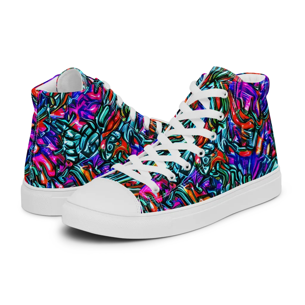 Electric Bamboo Nocturne on Men's High Top Canvas Shoes — Left