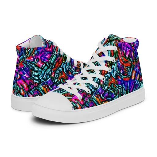 Electric Bamboo Nocturne on a Men's High Top Canvas Shoes