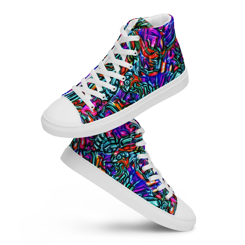 Electric Bamboo Nocturne on Men's High Top Canvas Shoes — Front