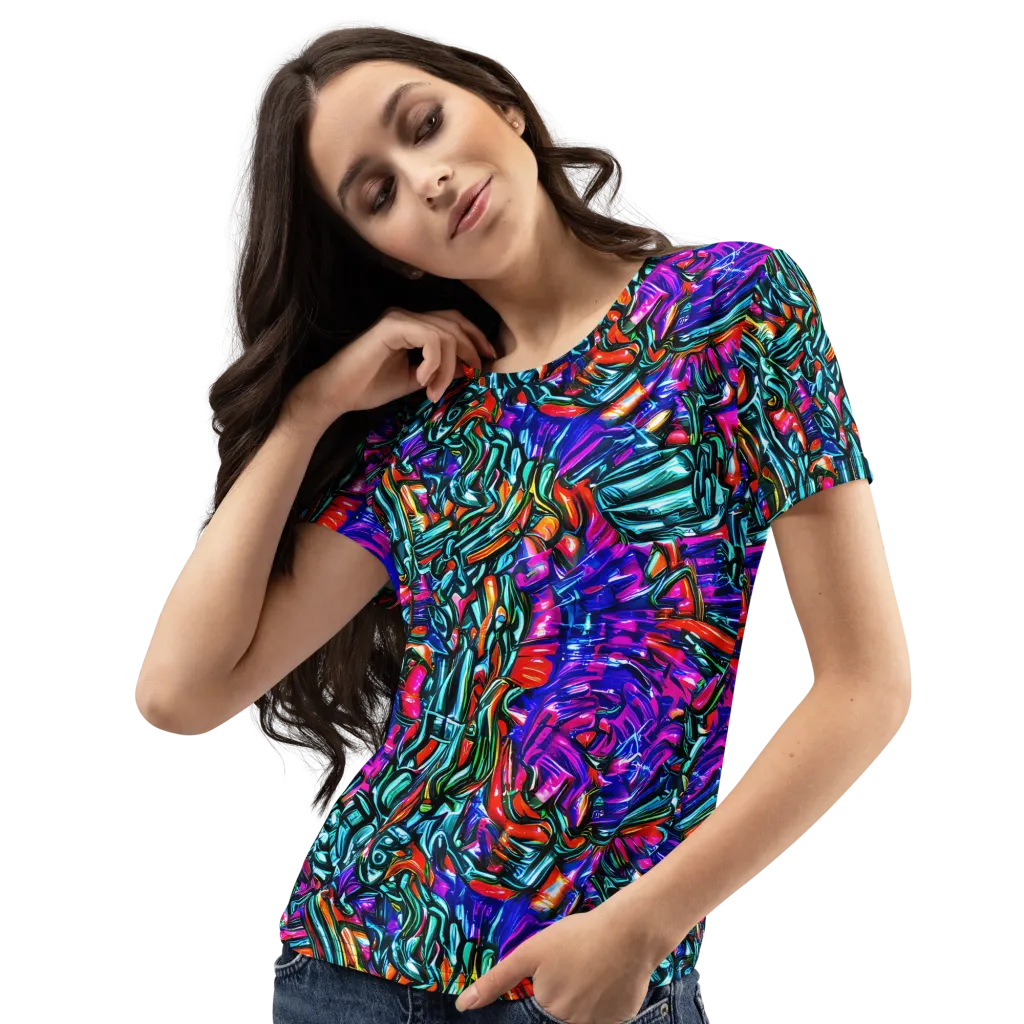 Electric Bamboo Nocturne on Women's Crew Neck T-Shirt — Left Front