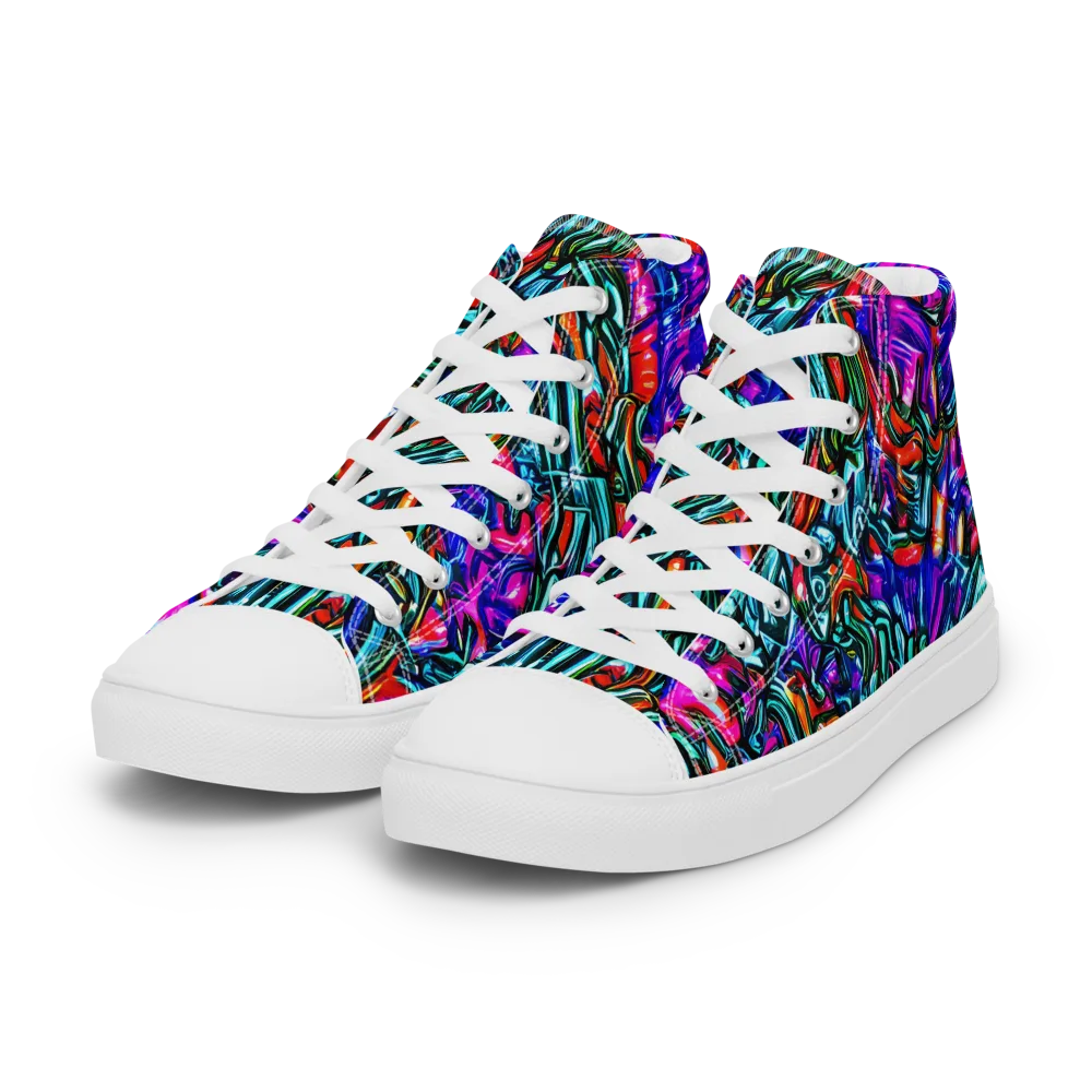 Electric Bamboo Nocturne on Women's High Top Canvas Shoes — Left Front