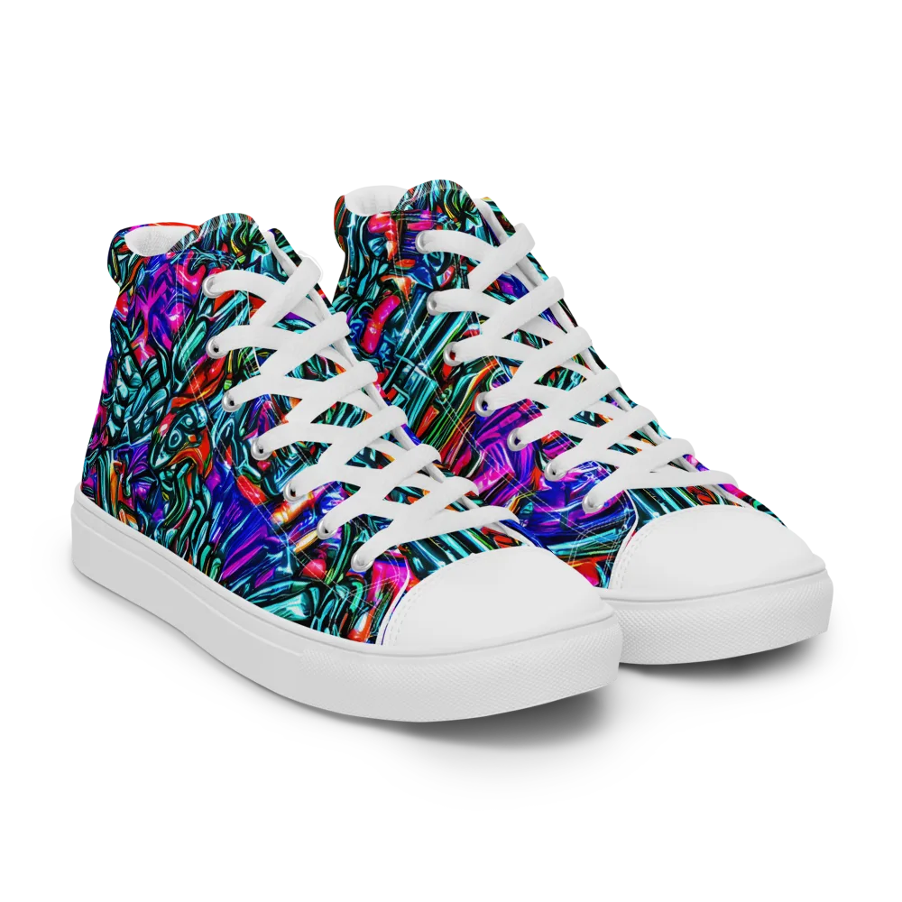 Electric Bamboo Nocturne on Women's High Top Canvas Shoes — Right Front