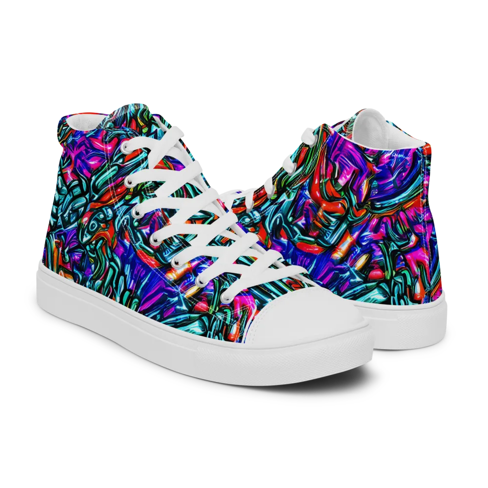 Electric Bamboo Nocturne on Women's High Top Canvas Shoes — Right