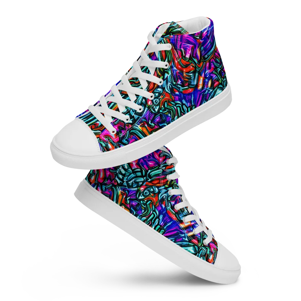 Electric Bamboo Nocturne on Women's High Top Canvas Shoes — Front