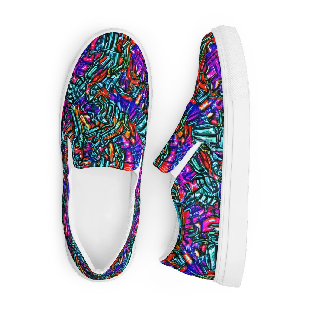 Electric Bamboo Nocturne on Men's Slip-On Canvas Shoes — Front