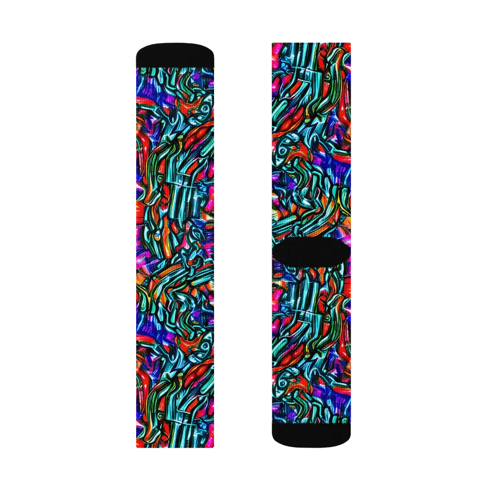 Electric Bamboo Nocturne on Socks — Right Sock