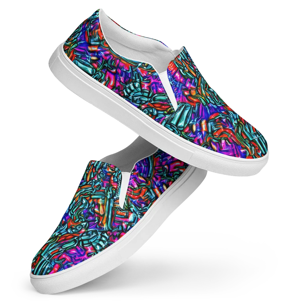 Electric Bamboo Nocturne on Women's Slip-On Canvas Shoes — Front