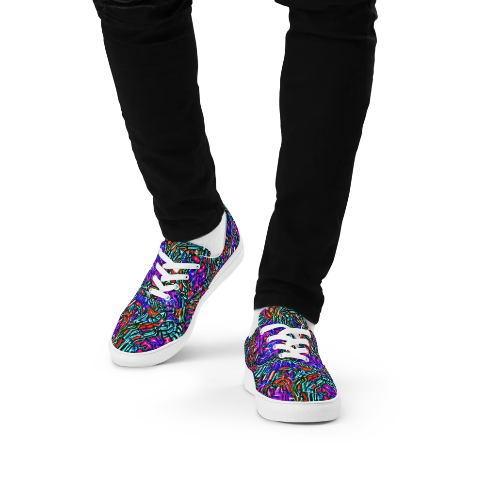 Electric Bamboo Nocturne on Men's Lace-Up Canvas Shoes — Front