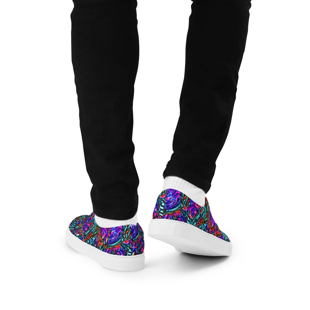 Electric Bamboo Nocturne on Men's Lace-Up Canvas Shoes — Back