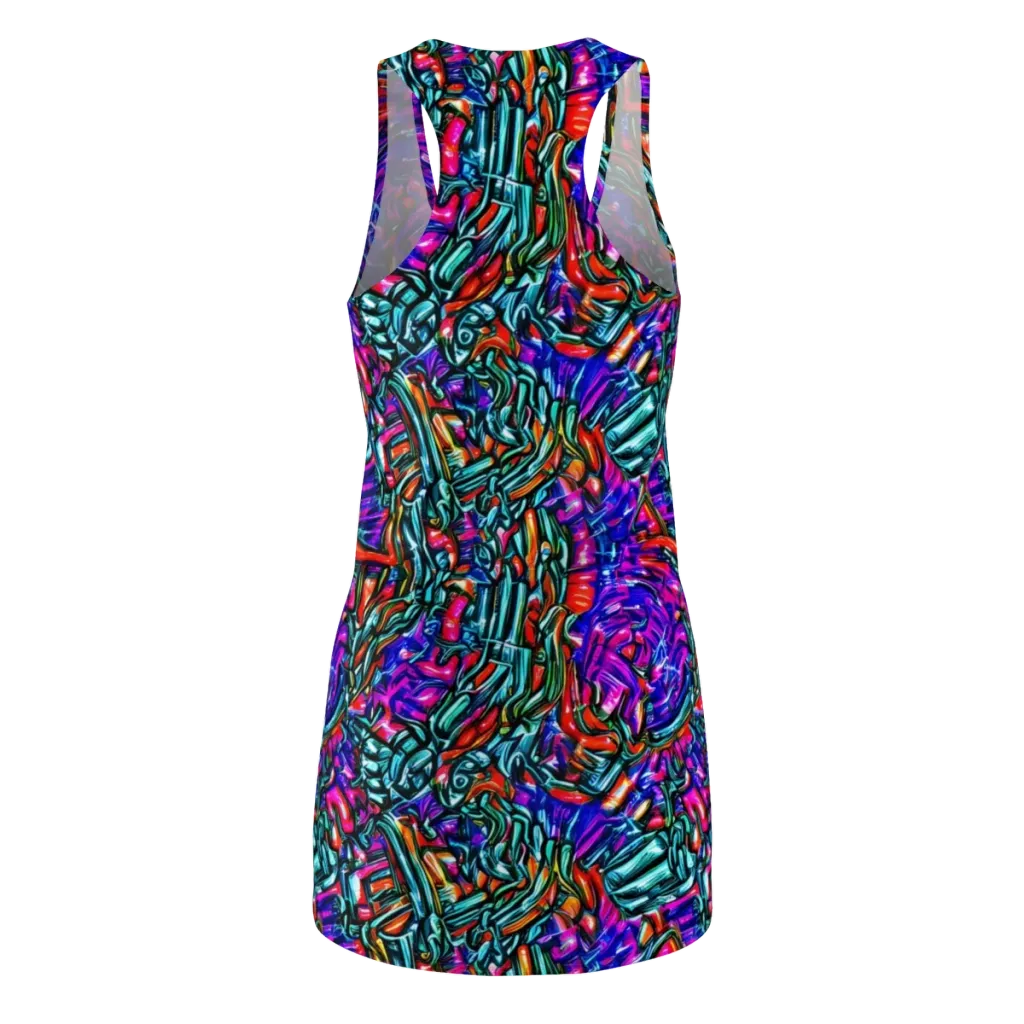 Electric Bamboo Nocturne on Racerback Dress — Back