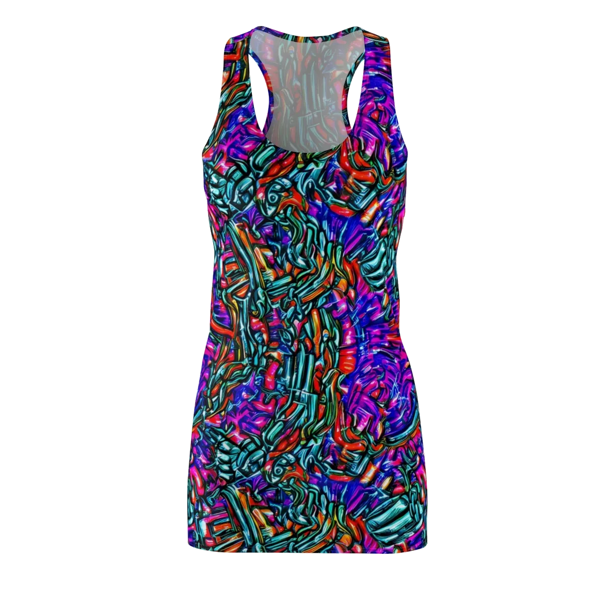 Electric Bamboo Nocturne on Racerback Dress — Front