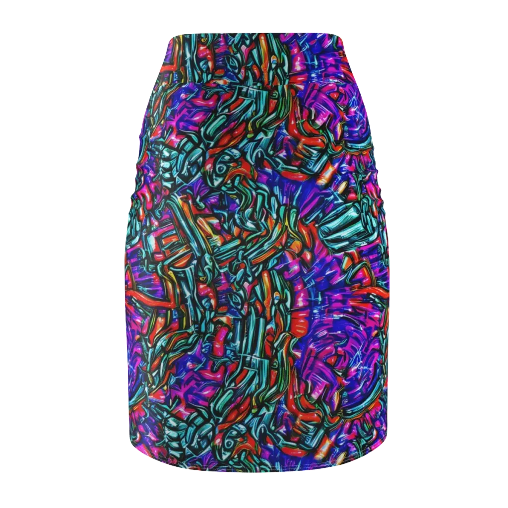 Electric Bamboo Nocturne on Pencil Skirt — Back