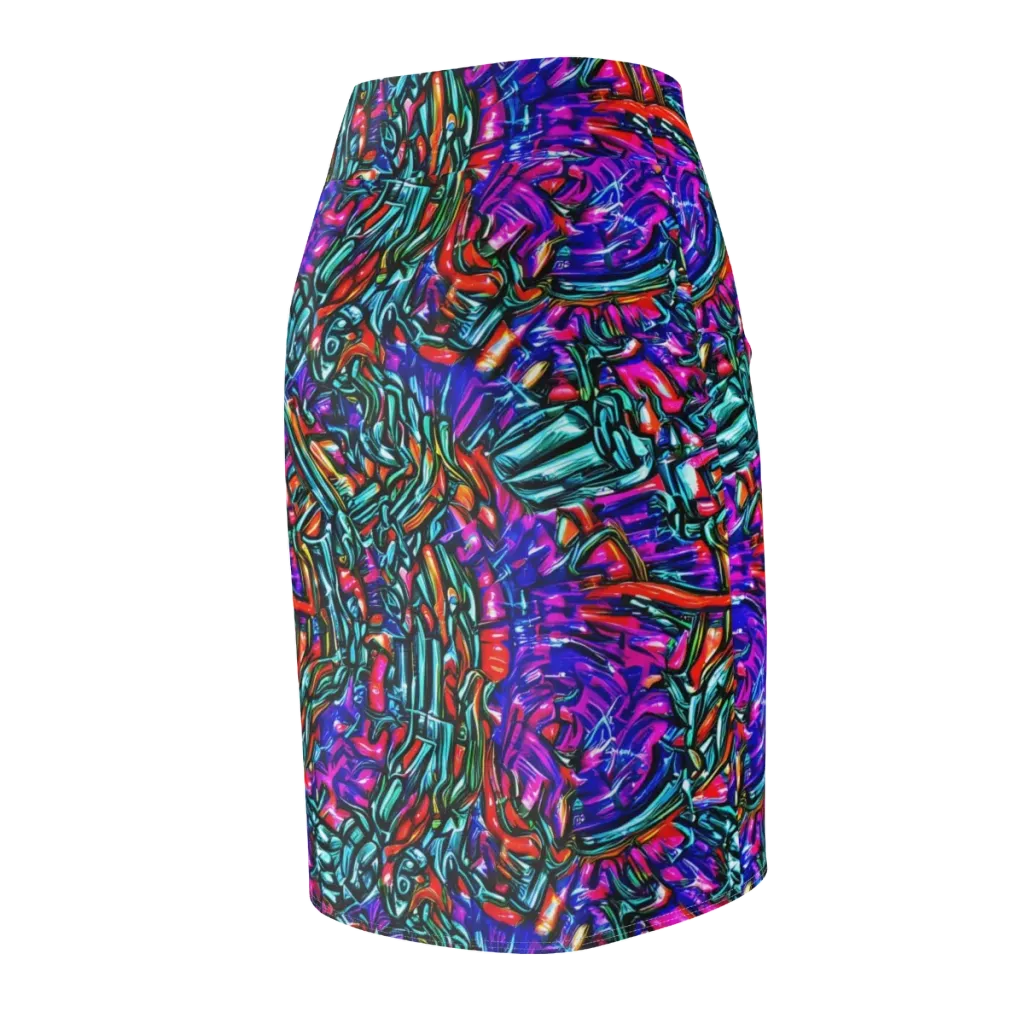 Electric Bamboo Nocturne on Pencil Skirt — Back Side