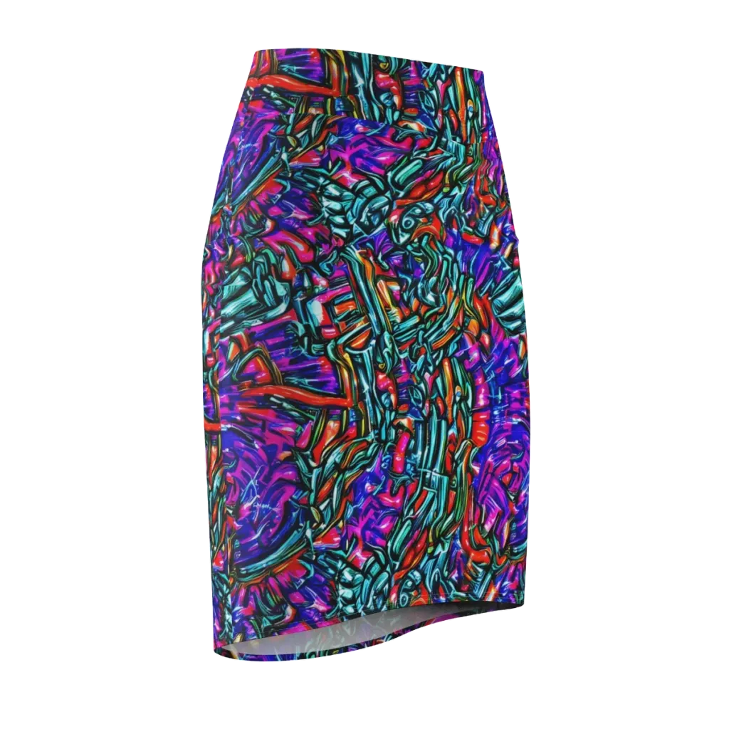Electric Bamboo Nocturne on Pencil Skirt — Front Side