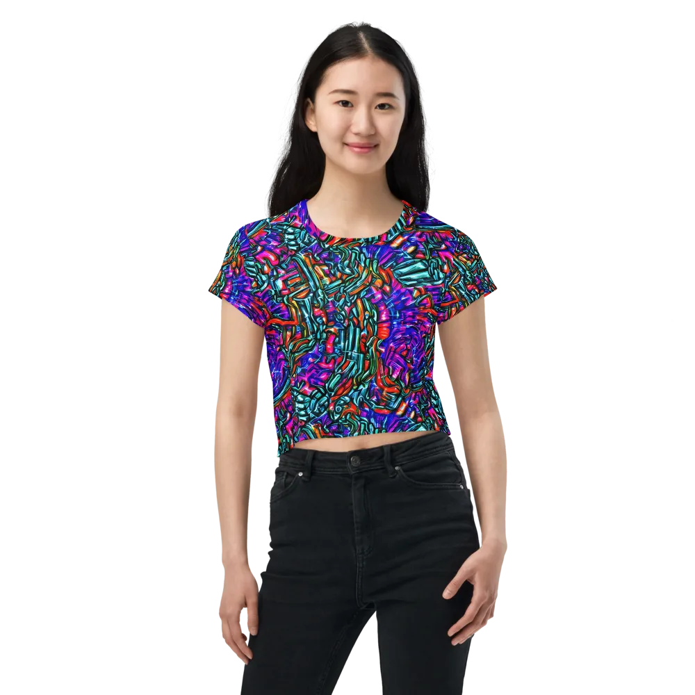 Electric Bamboo Nocturne on Crop Tee — Front