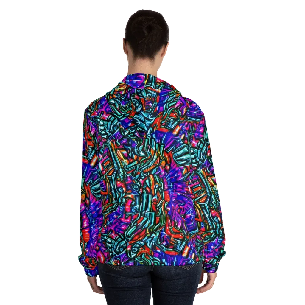 Electric Bamboo Nocturne on Women's Full-Zip Hoodie — Back On Person