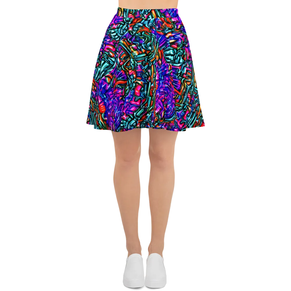 Electric Bamboo Nocturne on Skater Skirt — Front