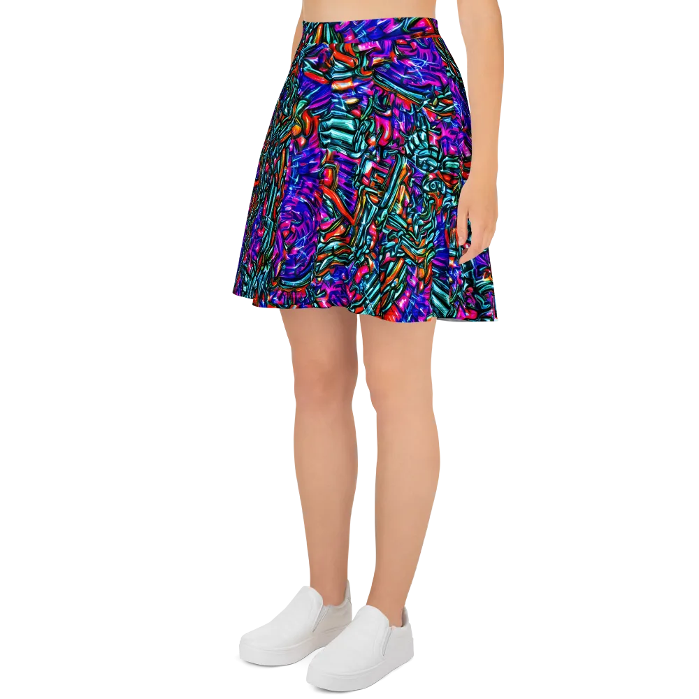 Electric Bamboo Nocturne on Skater Skirt — Left