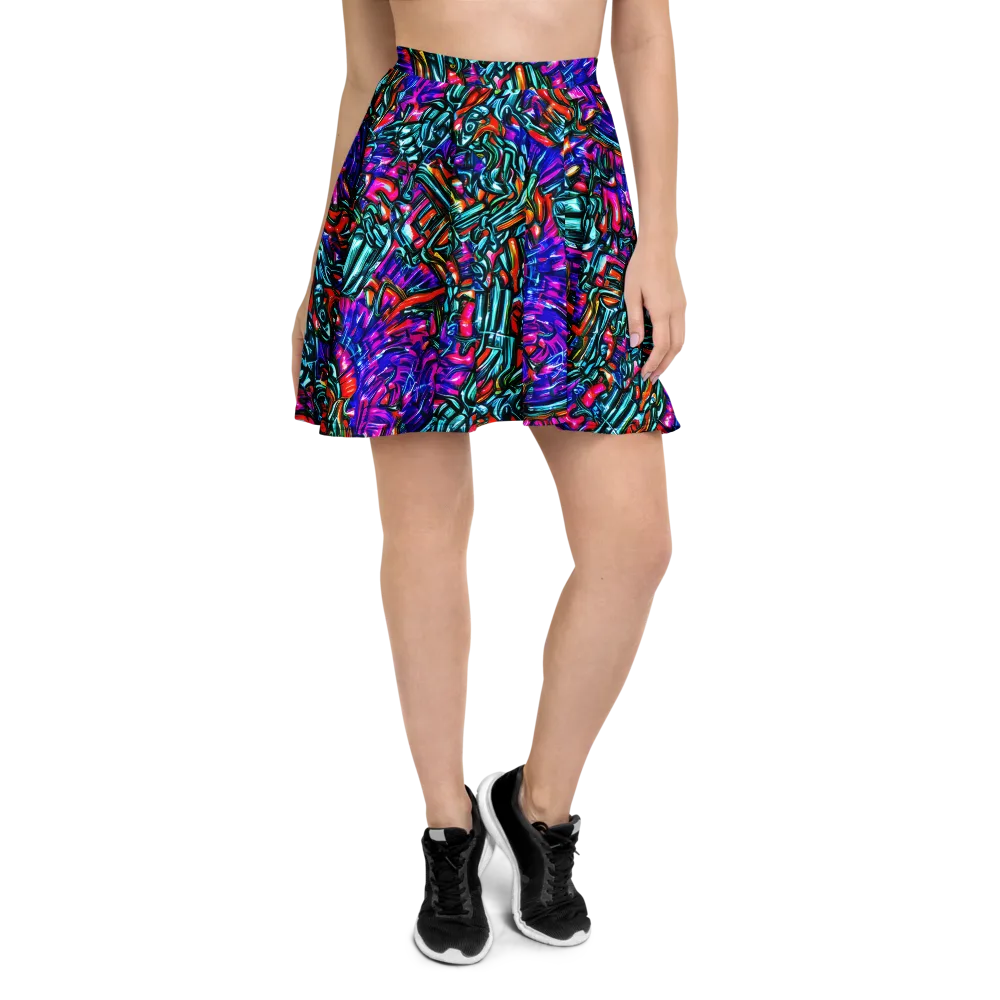 Electric Bamboo Nocturne on Skater Skirt — Front