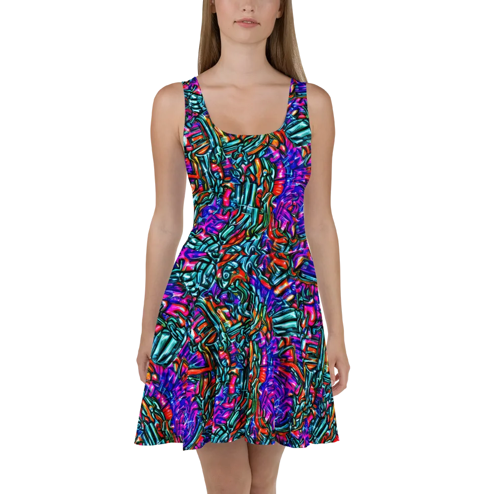 Electric Bamboo Nocturne on Skater Dress — Front