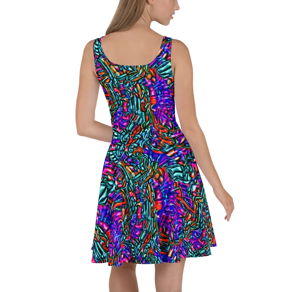 Electric Bamboo Nocturne on Skater Dress — Back
