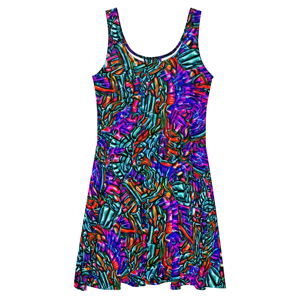 Electric Bamboo Nocturne on Skater Dress — Front