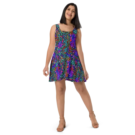 Electric Bamboo Nocturne on a Skater Dress
