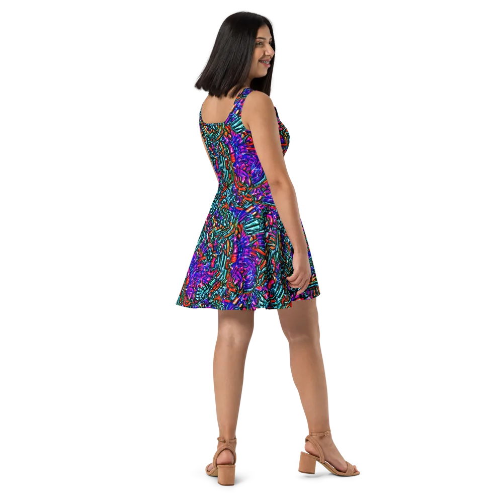 Electric Bamboo Nocturne on Skater Dress — Right