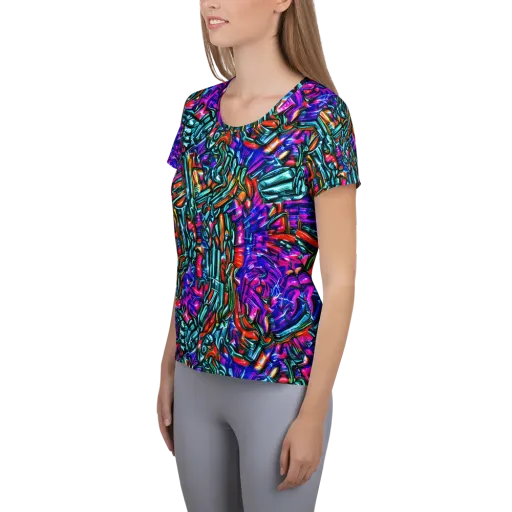 Electric Bamboo Nocturne on a Women's Athletic T-Shirt