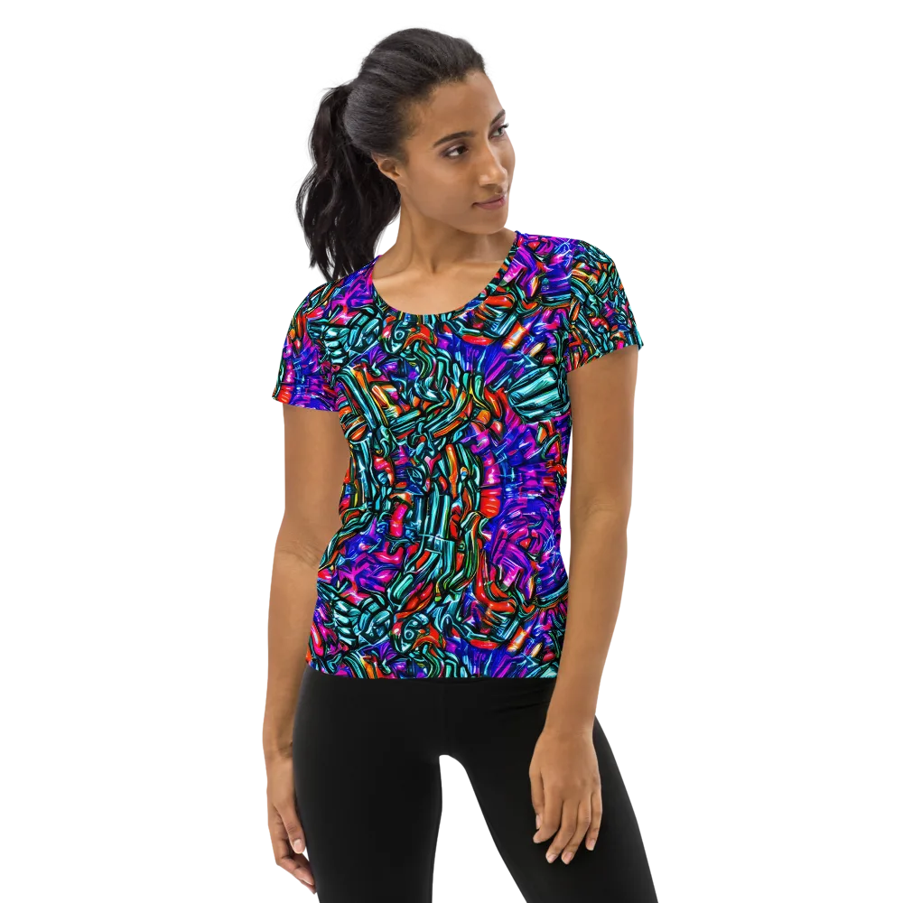 Electric Bamboo Nocturne on Women's Athletic T-Shirt — Front