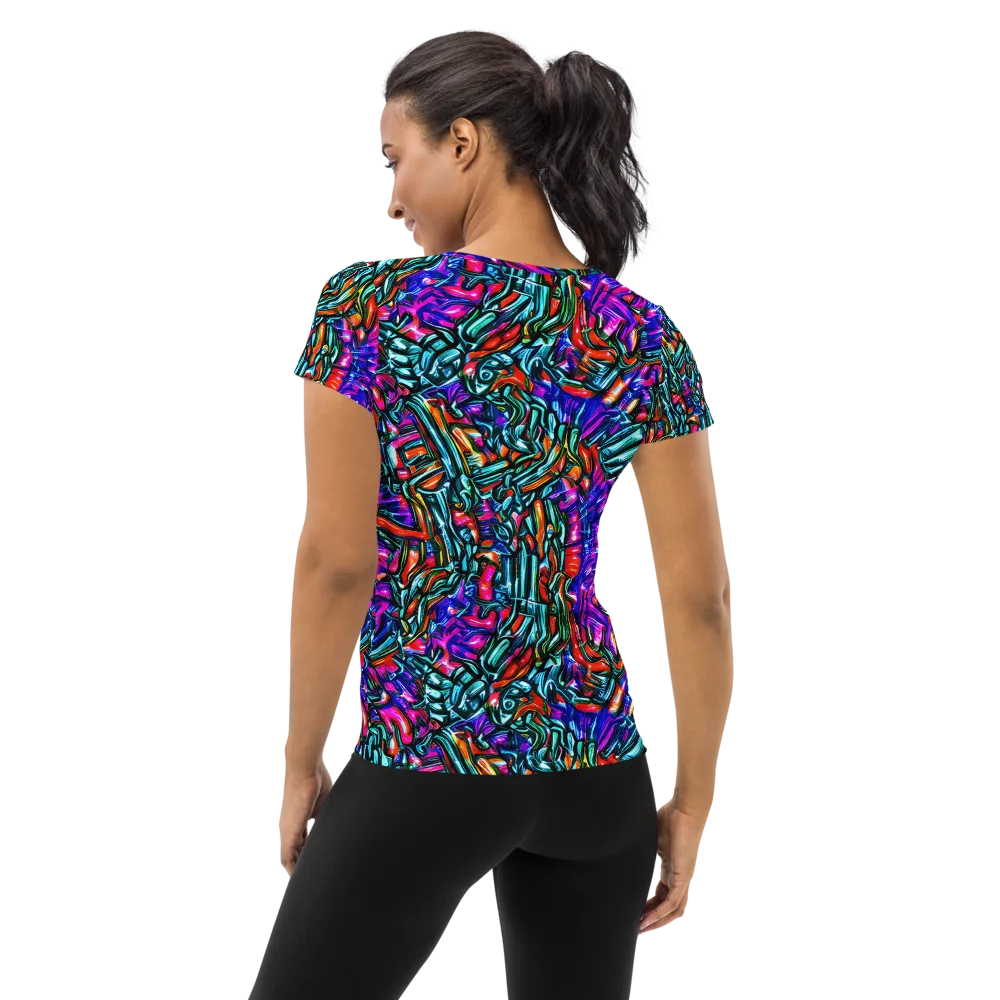 Electric Bamboo Nocturne on Women's Athletic T-Shirt — Back