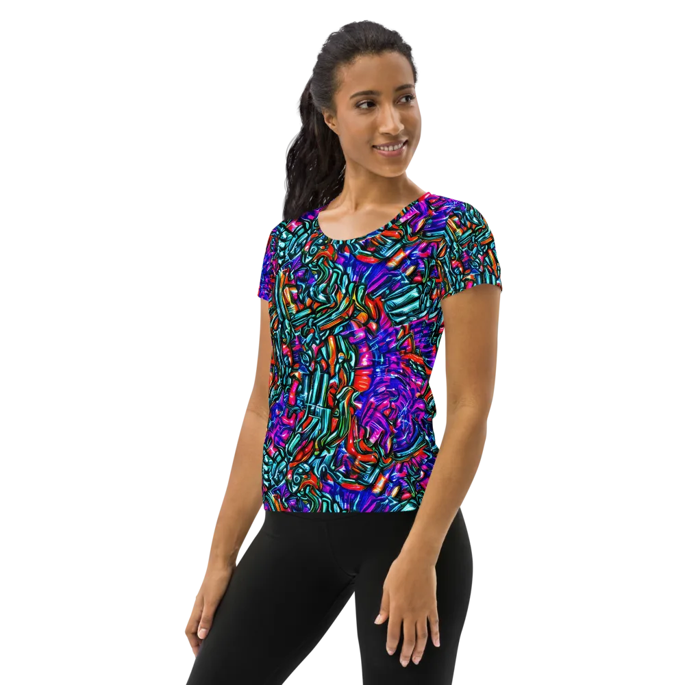 Electric Bamboo Nocturne on Women's Athletic T-Shirt — Left