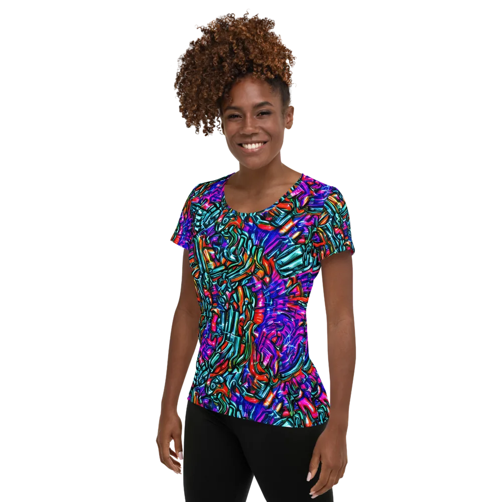 Electric Bamboo Nocturne on Women's Athletic T-Shirt — Left