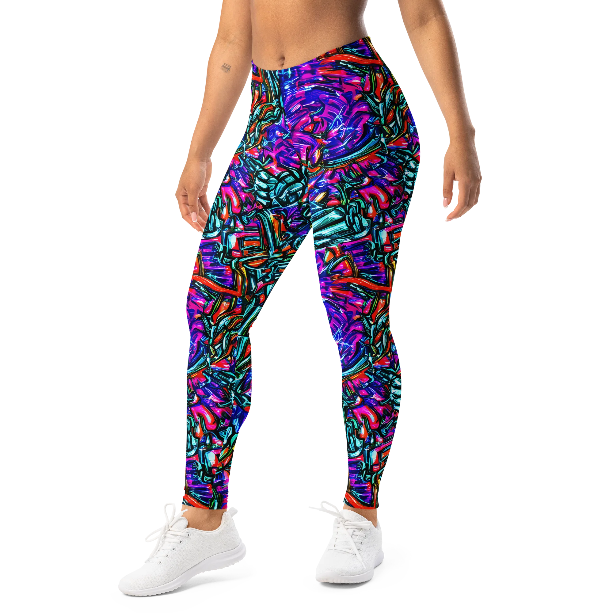 Electric Bamboo Nocturne on Leggings — Left Front
