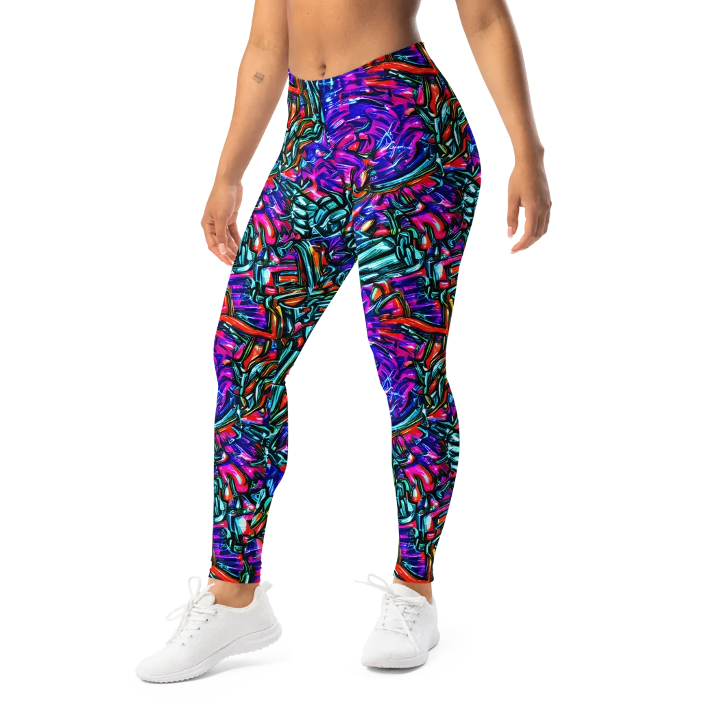 Electric Bamboo Nocturne on Leggings — Left Front