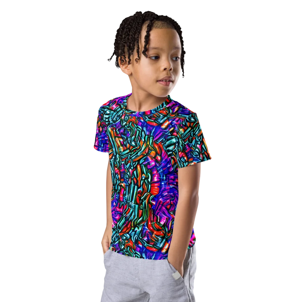 Electric Bamboo Nocturne on Kids Crew Neck T-Shirt — Left Front
