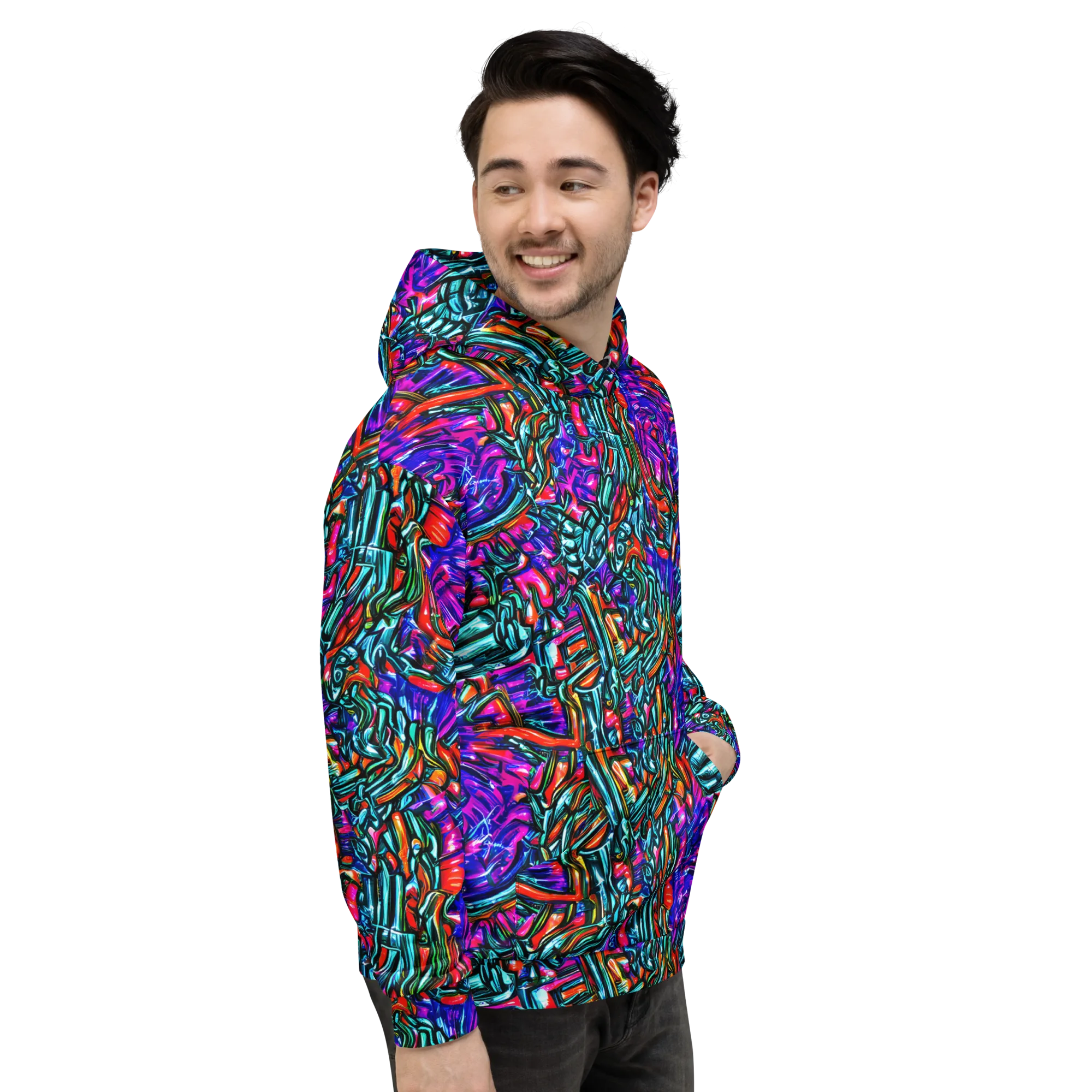 Electric Bamboo Nocturne on Hoodie — Right