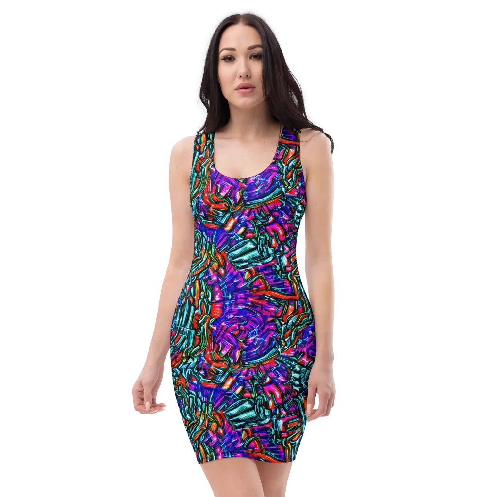 Electric Bamboo Nocturne on Bodycon Dress — Front