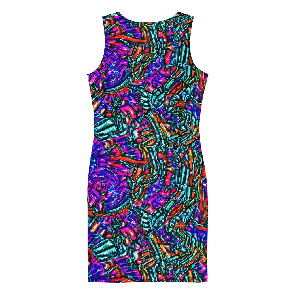 Electric Bamboo Nocturne on Bodycon Dress — Back