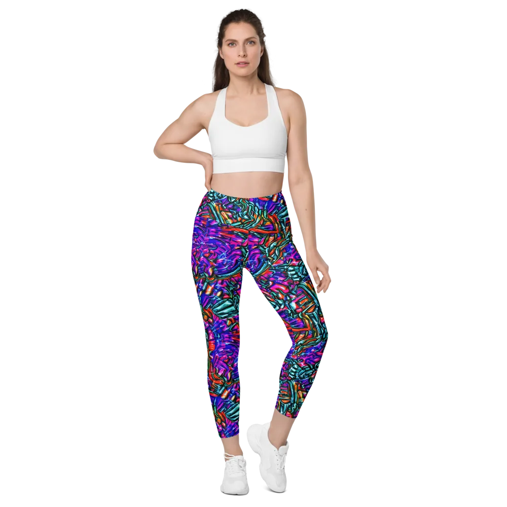 Electric Bamboo Nocturne on Leggings with Pockets — Front