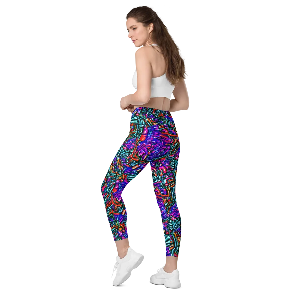 Electric Bamboo Nocturne on Leggings with Pockets — Left Back