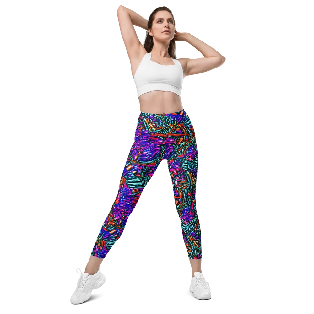 Electric Bamboo Nocturne on Leggings with Pockets — Front