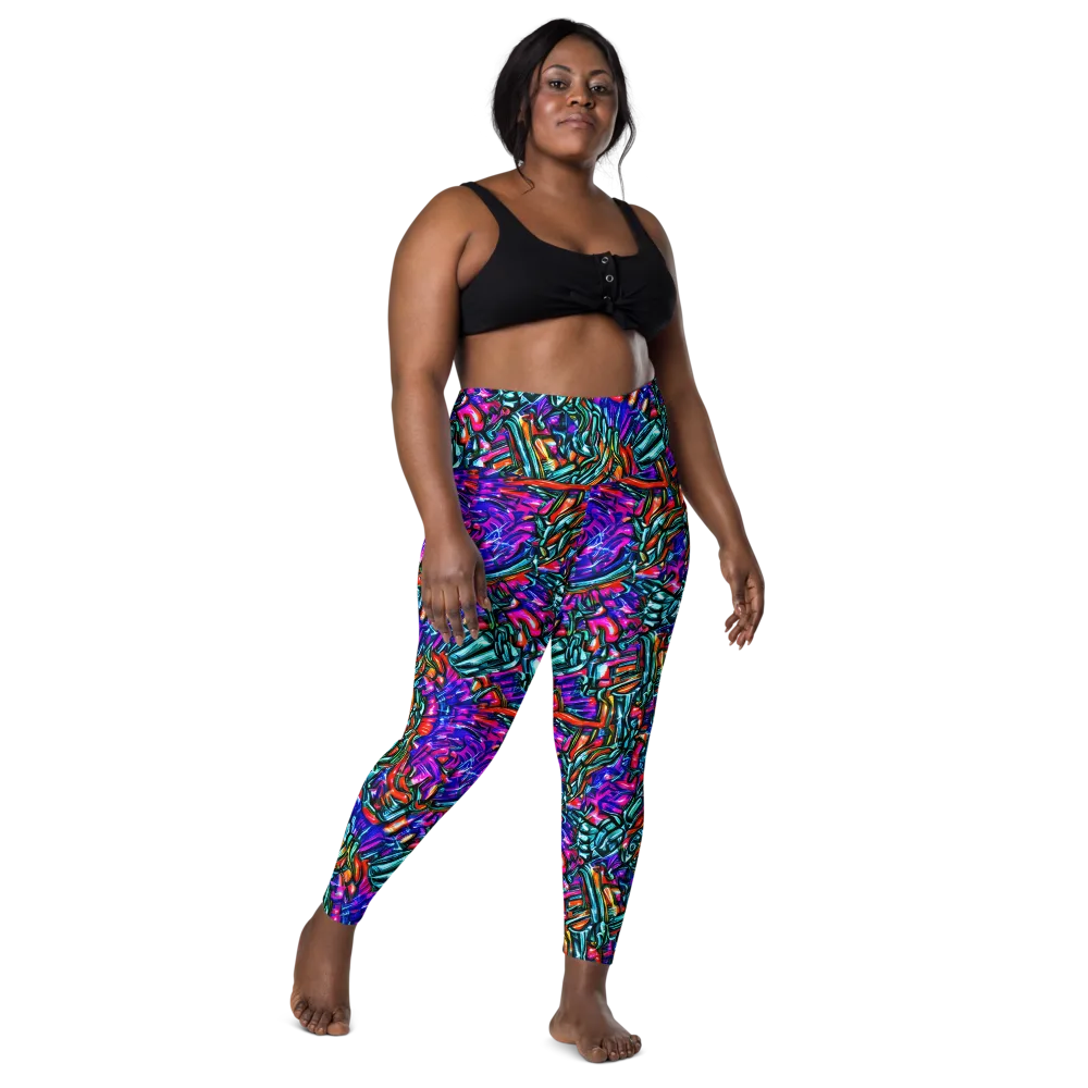 Electric Bamboo Nocturne on Leggings with Pockets — Front