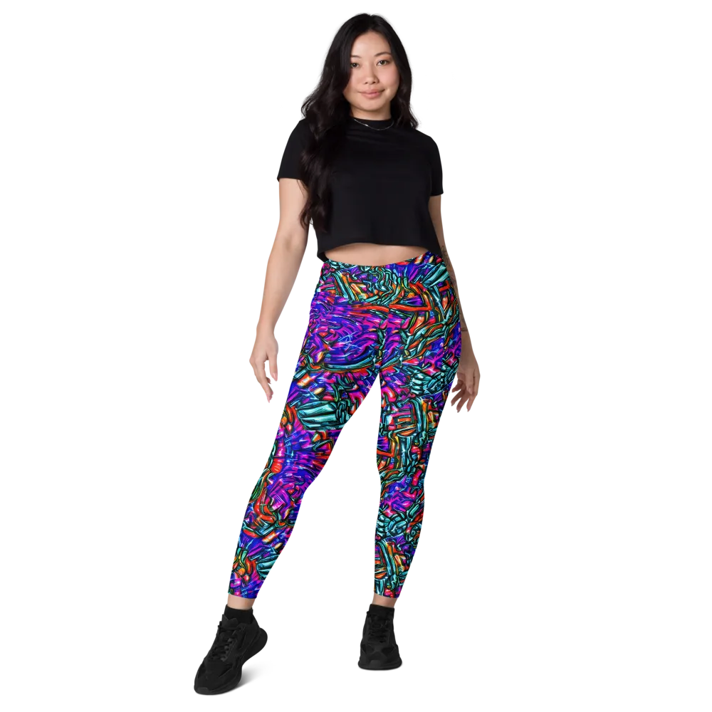Electric Bamboo Nocturne on Leggings with Pockets — Front