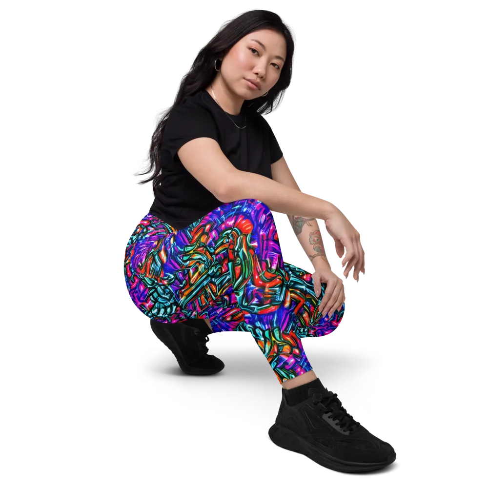 Electric Bamboo Nocturne on Leggings with Pockets — Right Front