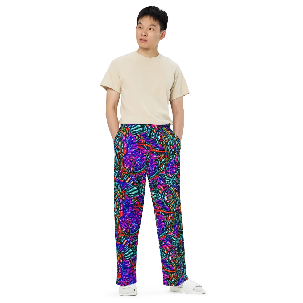 Electric Bamboo Nocturne on Wide-Leg Pants — Front
