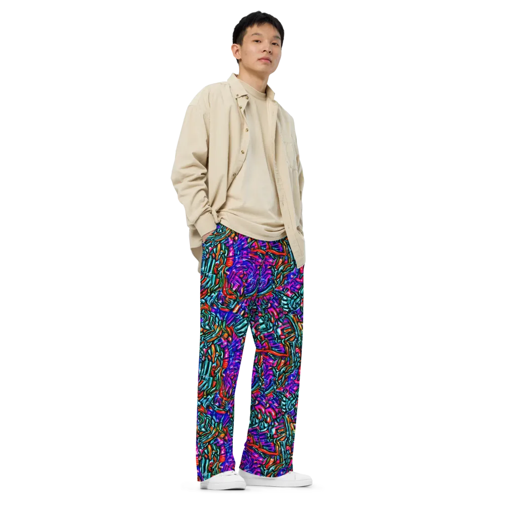 Electric Bamboo Nocturne on Wide-Leg Pants — Right Front