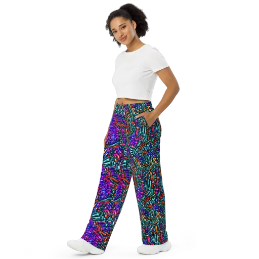 Electric Bamboo Nocturne on a Wide-Leg Pants